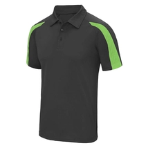 Just Cool JC043 Contrast Cool Polo charcoal/lime green
