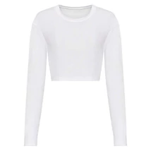 Just Ts JT016 Women's L/S Cropped T solid white