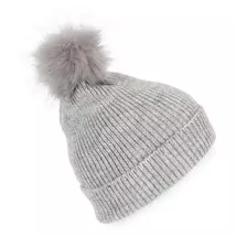 K-UP KP555 Knitted Bobble Beanie In Recycled Yarn light grey heather