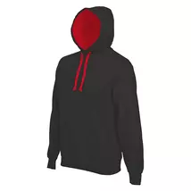 Kariban KA446 Contrast Hooded Sweatshirt black/red