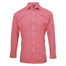 Premier PR220 Gingham Cotton Microcheck Shirt red/white