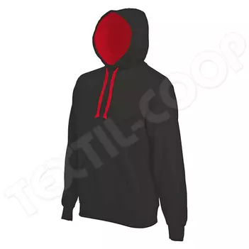 Kariban KA446 Contrast Hooded Sweatshirt black/red